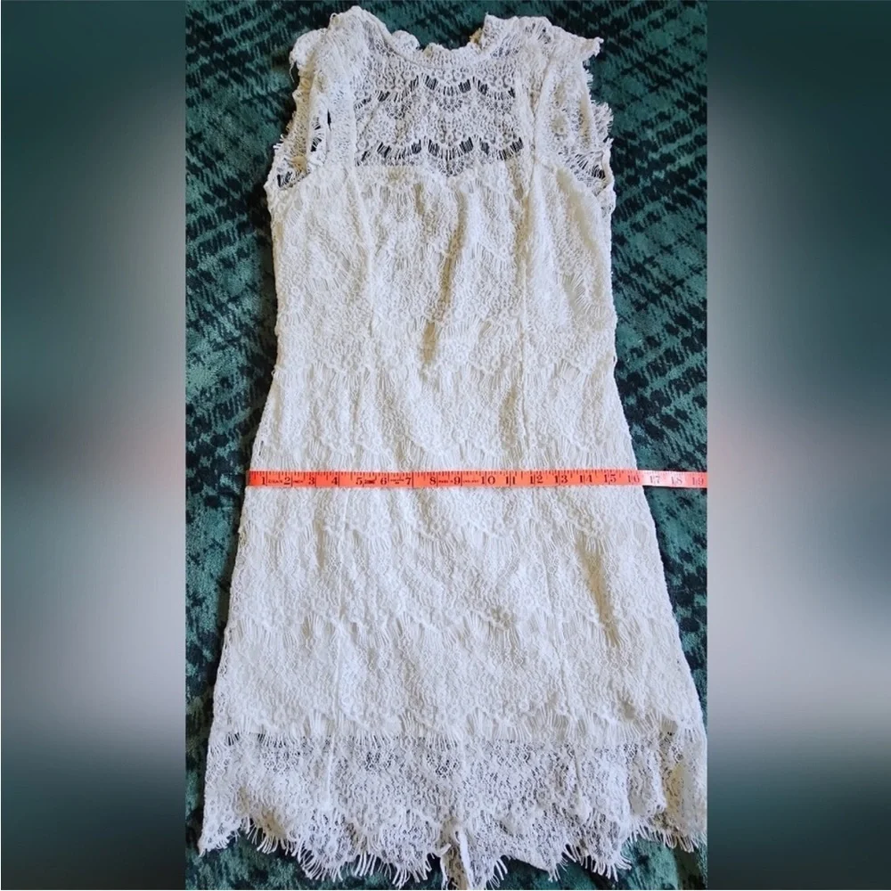 Free People Ivory Lace Mini Dress Open Back NWT Romantic Cottagecore Size Large